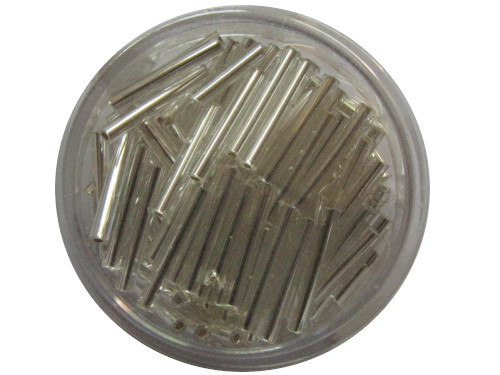 Stiftrocailles, Glasstifte, klar/Silbereinz.,15mm, 13g (0,15/g)